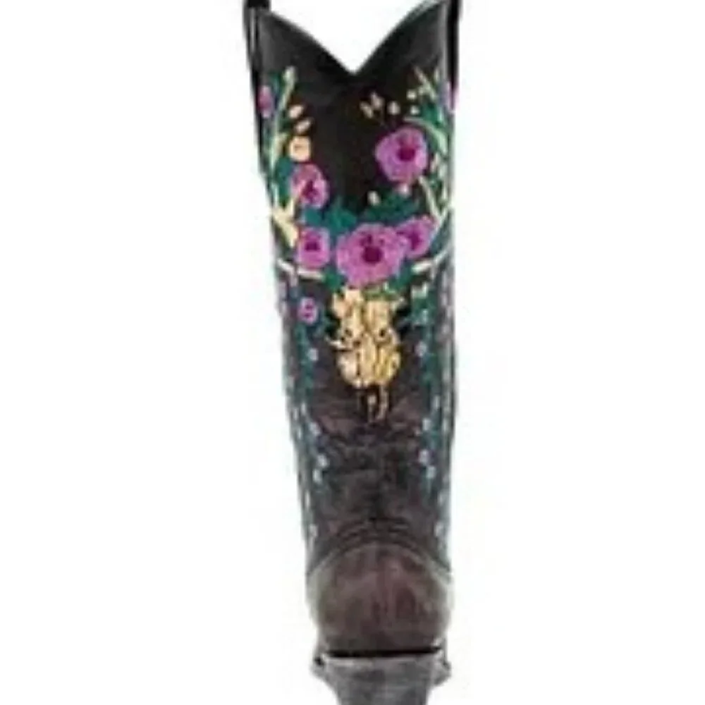 Corral Embroidered Deer Skull Tall Boots - Picture 3 of 8